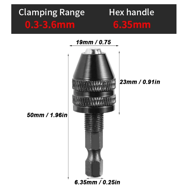 JENTORIX Mini Mandrin sans clé 0,3 mm à 8,0 mm pour perceuse électrique, adaptateur de mandrin pour tournevis avec tige hexagonale 1/4" et convertisseur de pince de serrage à extension 7