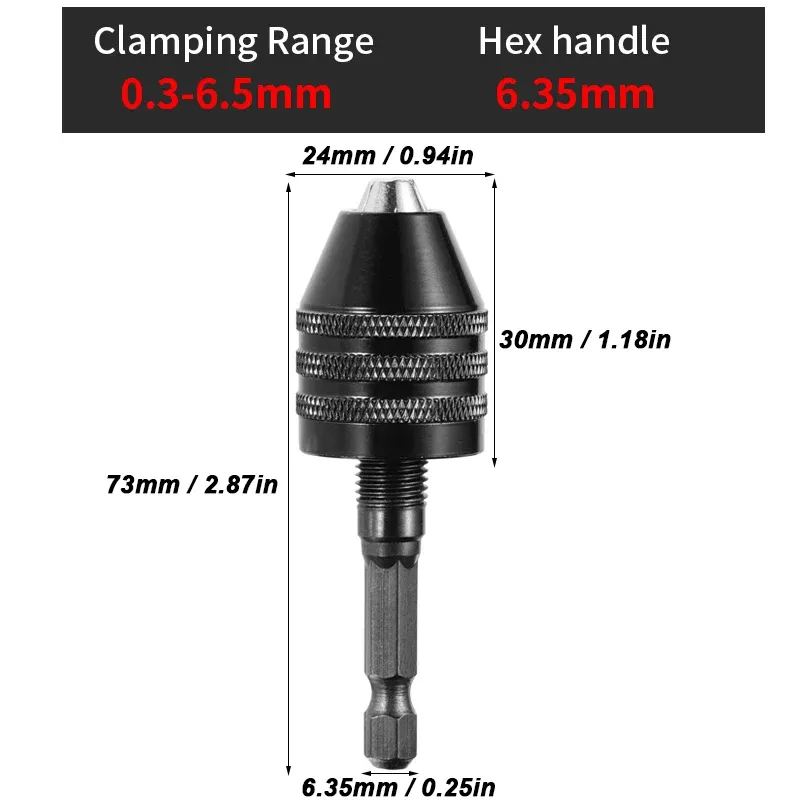 JENTORIX Mini Mandrin sans clé 0,3 mm à 8,0 mm pour perceuse électrique, adaptateur de mandrin pour tournevis avec tige hexagonale 1/4" et convertisseur de pince de serrage à extension 9