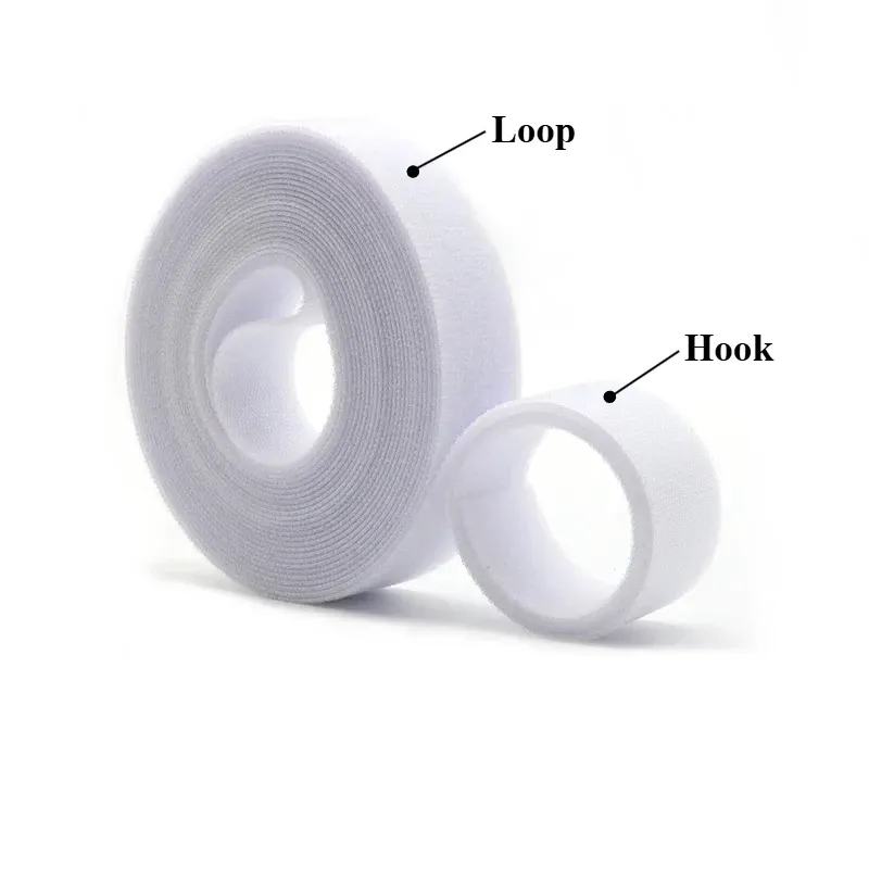 Rouleau d'attaches de câble blanches réutilisables, 5 m, sangle en nylon auto-agrippante, organisateur de câbles 2