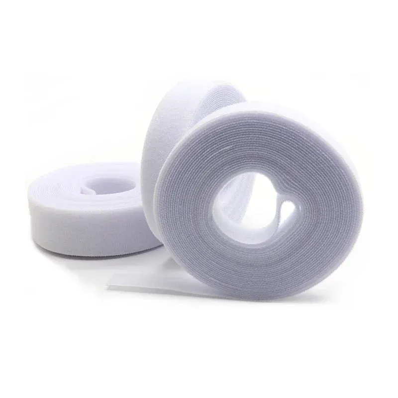 Rouleau d'attaches de câble blanches réutilisables, 5 m, sangle en nylon auto-agrippante, organisateur de câbles 4