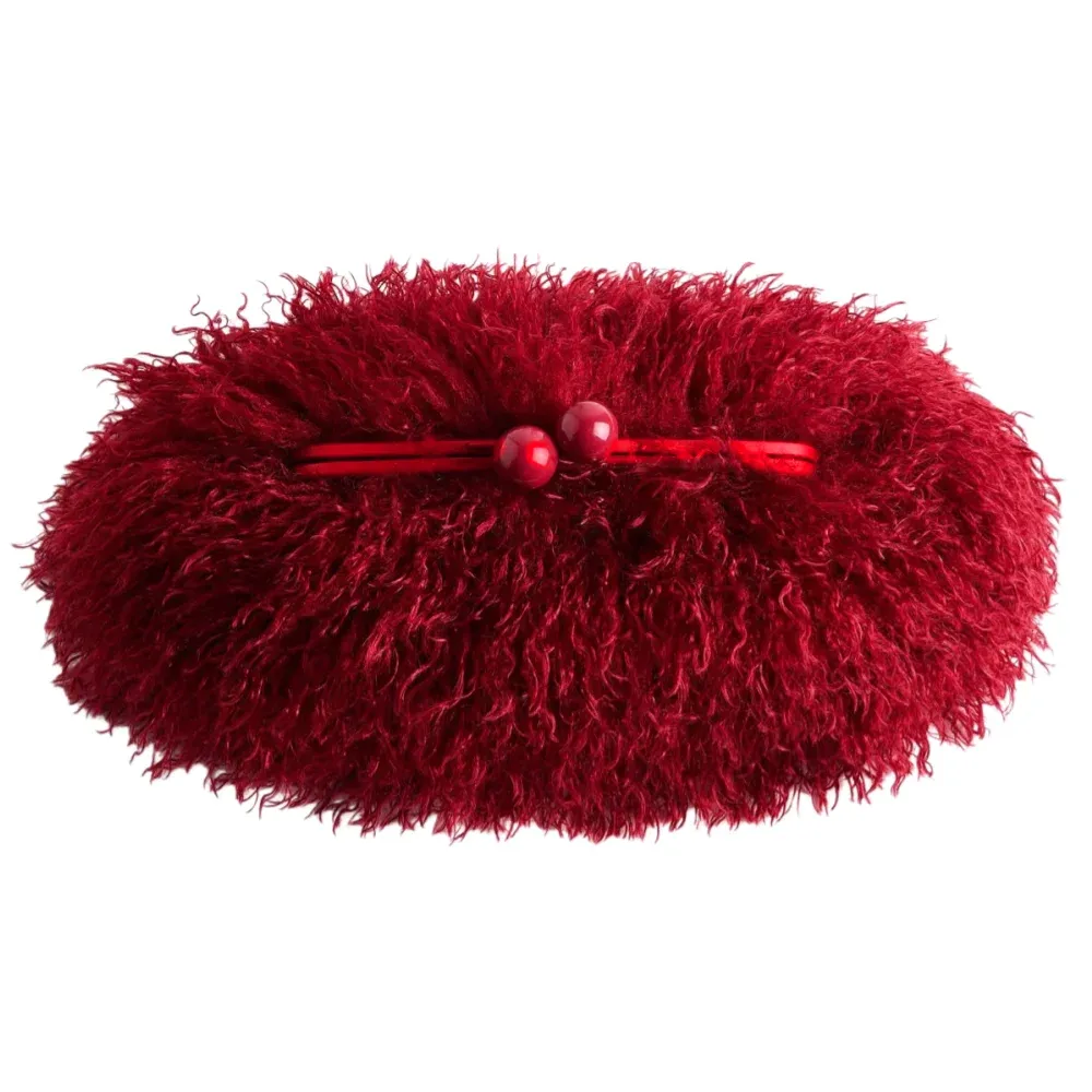 Sac à main en fausse fourrure à fermoir Kisslock pour femme, pochette d'hiver chaude et moelleuse avec cadre et chaîne bandoulière, gris foncé, rouge, jaune 4