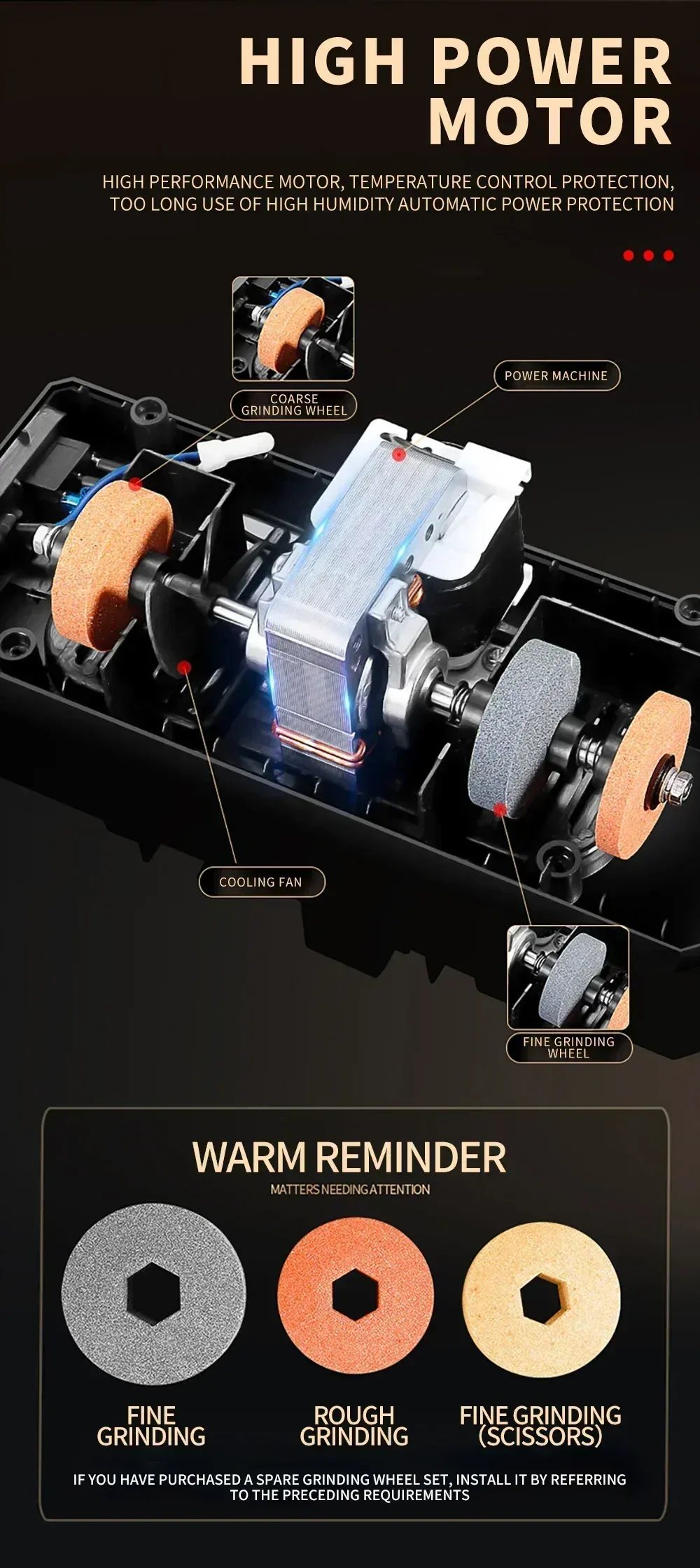 Affûteur de couteaux électrique, vue de détail