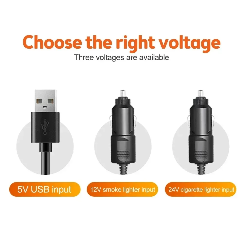 Ventilateur électrique silencieux pour voiture, orientable à 360°, 3 têtes, USB, 12 V/24 V, 2 vitesses, pour bureau et véhicule 6