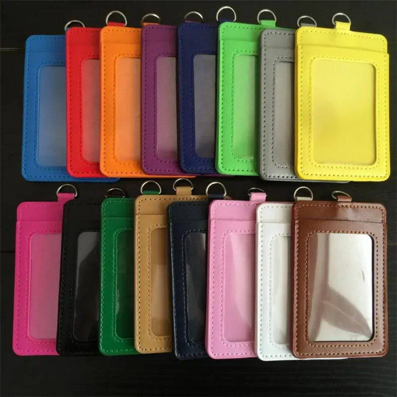 Porte-cartes rétractable en cuir pour homme et femme, avec lanière pour carte d'identité, pass de bus et étui pour cartes bancaires 2