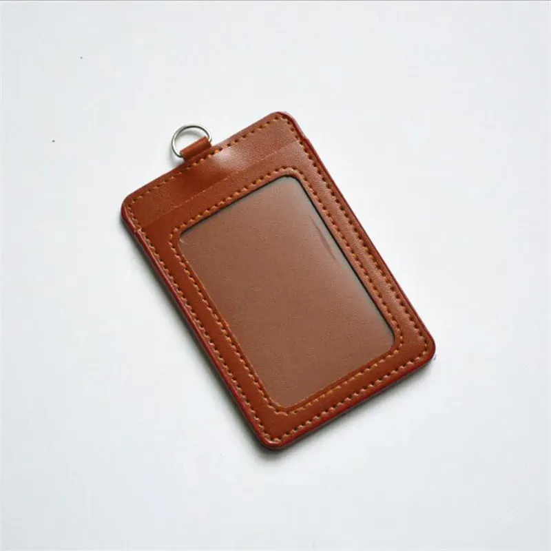 Porte-cartes rétractable en cuir pour homme et femme, avec lanière pour carte d'identité, pass de bus et étui pour cartes bancaires 10