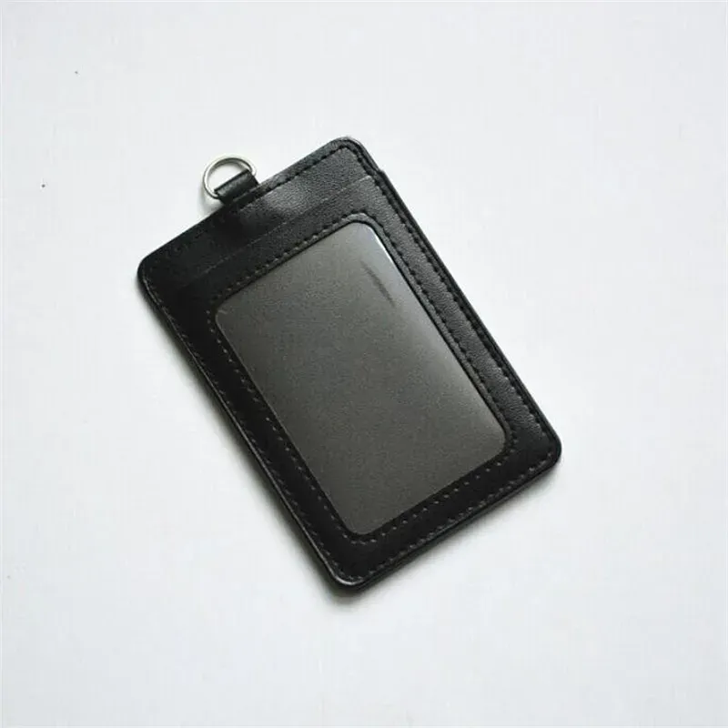 Porte-cartes rétractable en cuir pour homme et femme, avec lanière pour carte d'identité, pass de bus et étui pour cartes bancaires 8