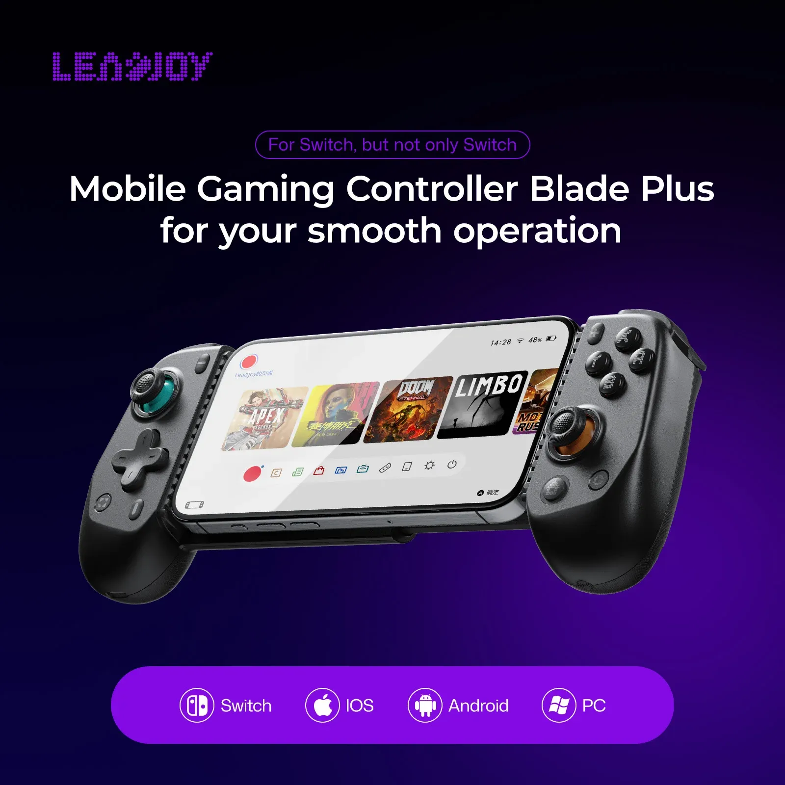 LEADJOY Blade Plus Manette de jeu sans fil compatible Switch 1 et Switch 2, Android, iOS, PC et tablette