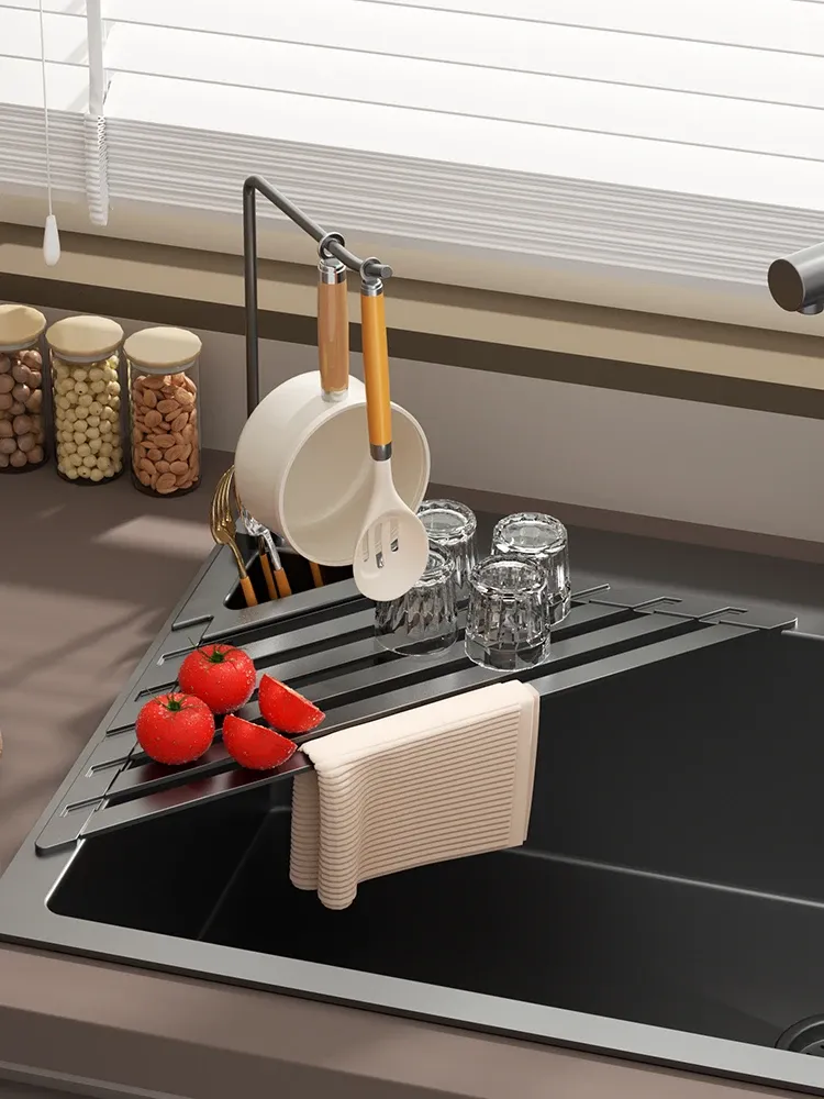 Égouttoir pliable pour évier de cuisine, vue d'ensemble