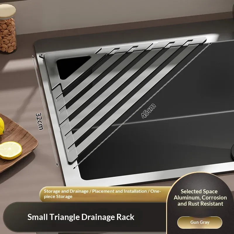 Égouttoir pliable pour évier de cuisine avec barre porte-serviettes, égouttoir réglable pour vaisselle, verres, casseroles et poêles 16