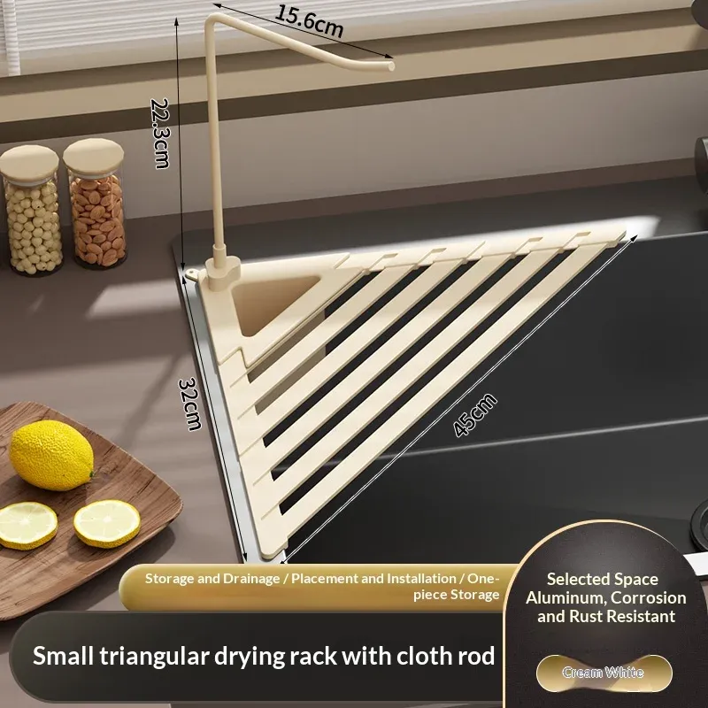 Égouttoir pliable pour évier de cuisine avec barre porte-serviettes, égouttoir réglable pour vaisselle, verres, casseroles et poêles 11