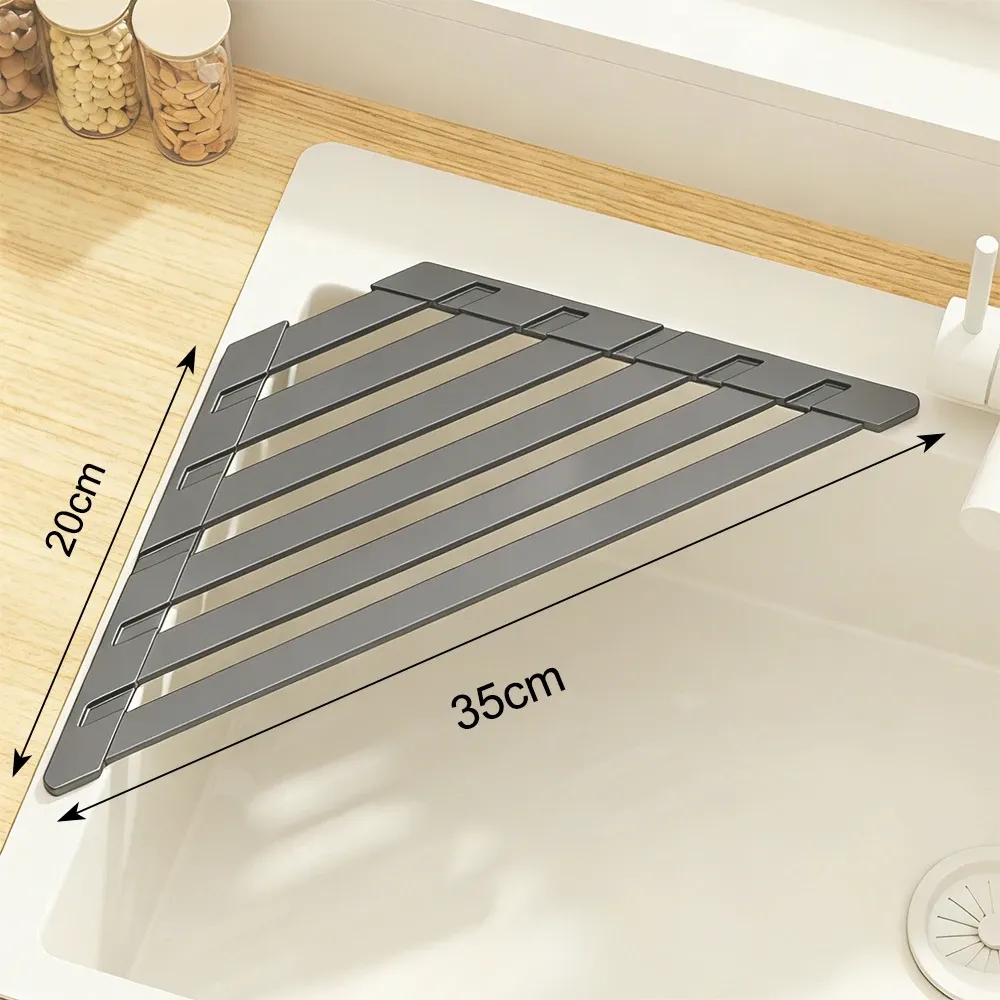 Égouttoir pliable pour évier de cuisine avec barre porte-serviettes, égouttoir réglable pour vaisselle, verres, casseroles et poêles 9