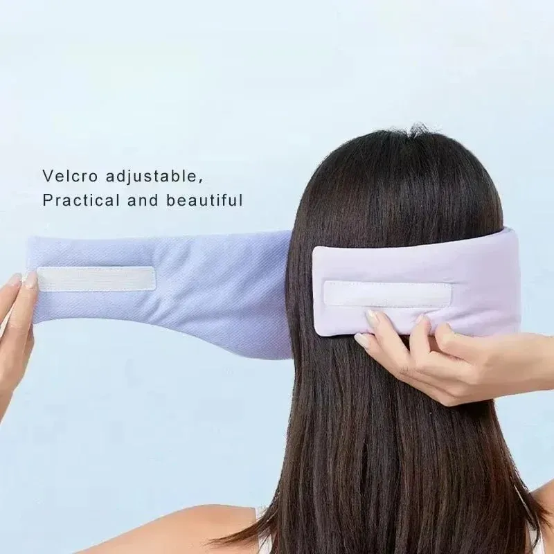 Masque de sommeil de voyage en soie glacée, respirant, double face, occultant, anti-fatigue, chaud et froid, réduction du bruit 3