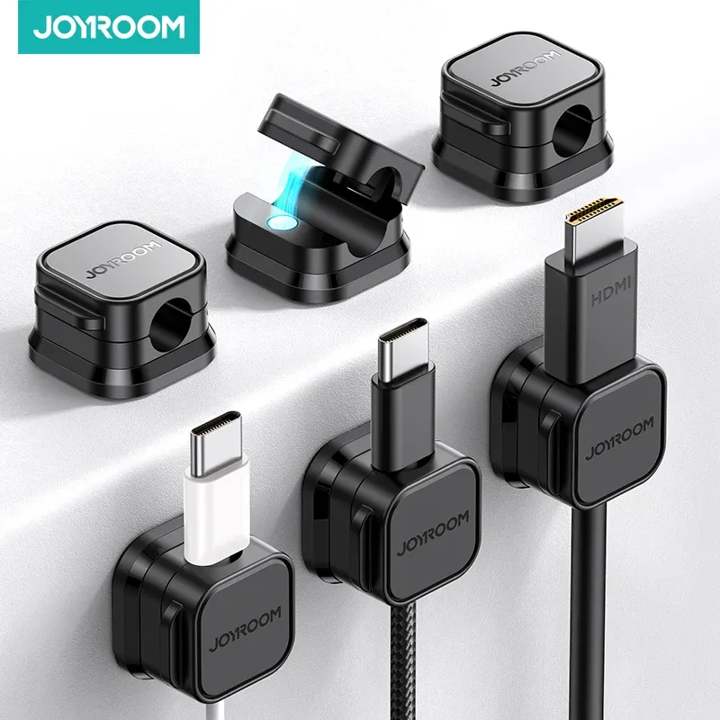 Joyroom Clips magnétiques pour câbles – Organisateur de câbles lisse et réglable – Support de gestion des câbles sous le bureau 1