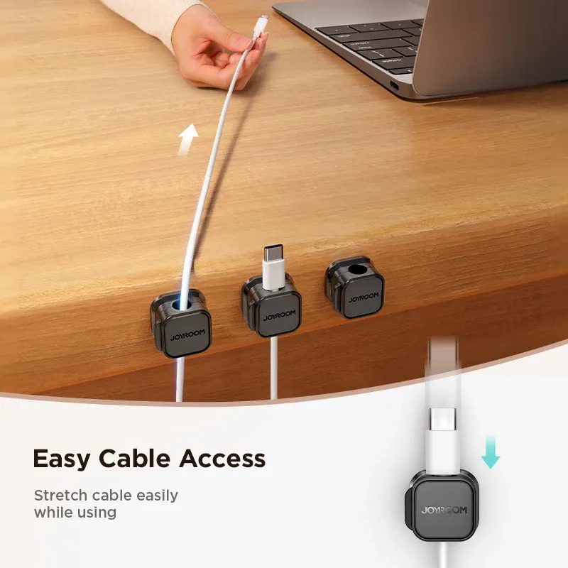 Joyroom Clips magnétiques pour câbles – Organisateur de câbles lisse et réglable – Support de gestion des câbles sous le bureau 3