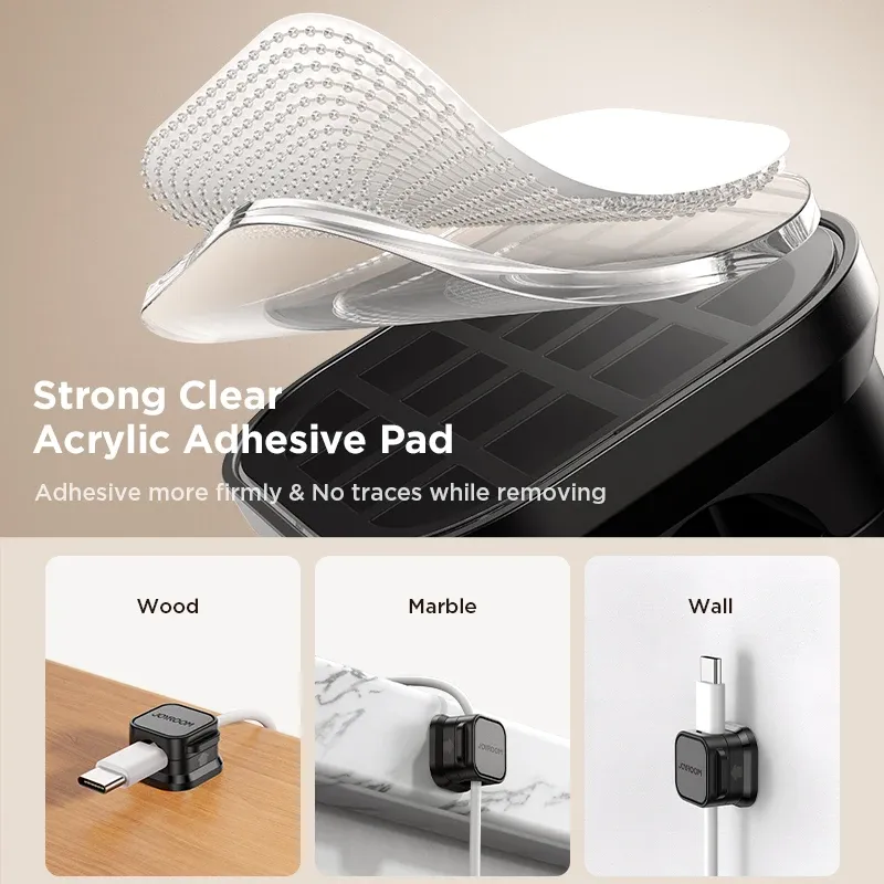 Joyroom Clips magnétiques pour câbles – Organisateur de câbles lisse et réglable – Support de gestion des câbles sous le bureau 4