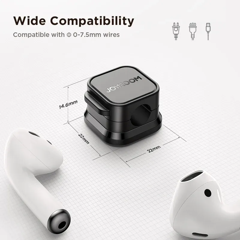 Joyroom Clips magnétiques pour câbles – Organisateur de câbles lisse et réglable – Support de gestion des câbles sous le bureau 6