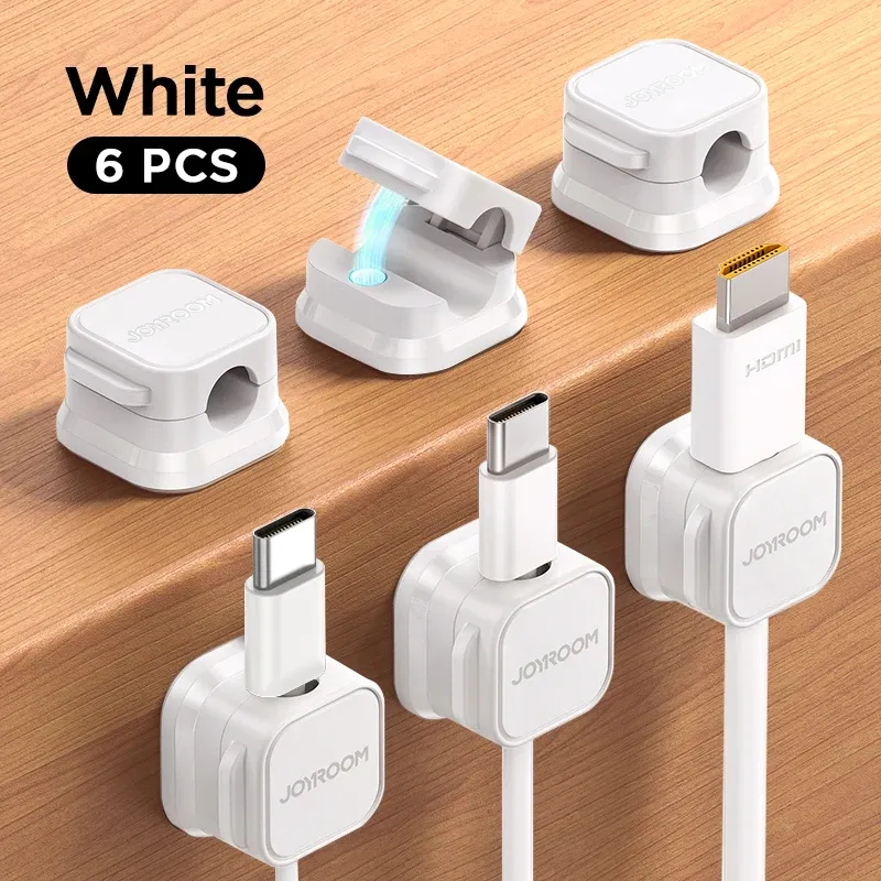 Joyroom Clips magnétiques pour câbles – Organisateur de câbles lisse et réglable – Support de gestion des câbles sous le bureau 8