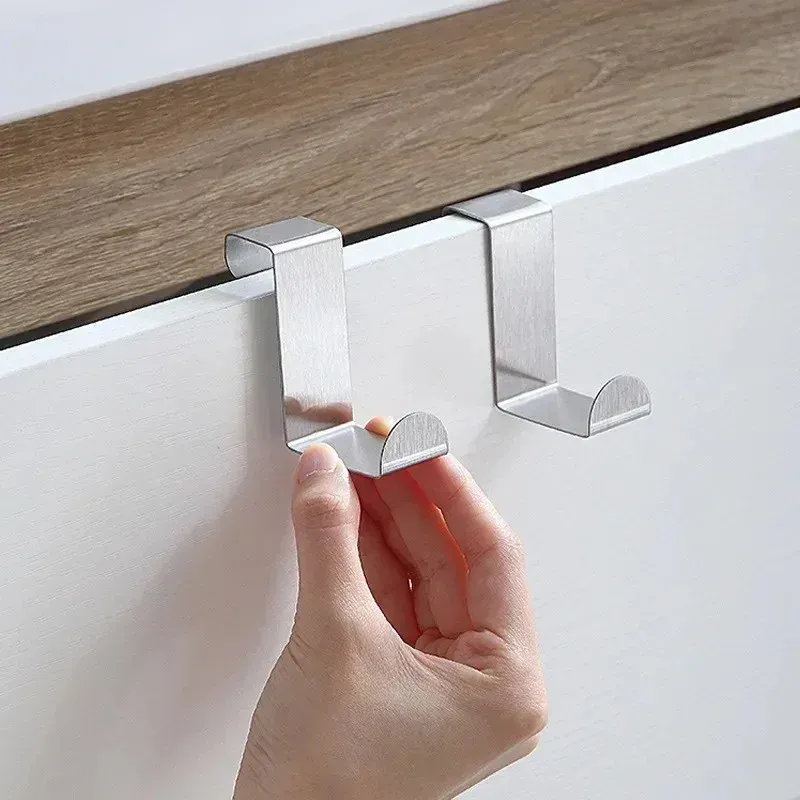 Crochet de porte en forme de Z en acier inoxydable pour armoire de salle de bain, lot de 1, 3, 6 ou 10 4