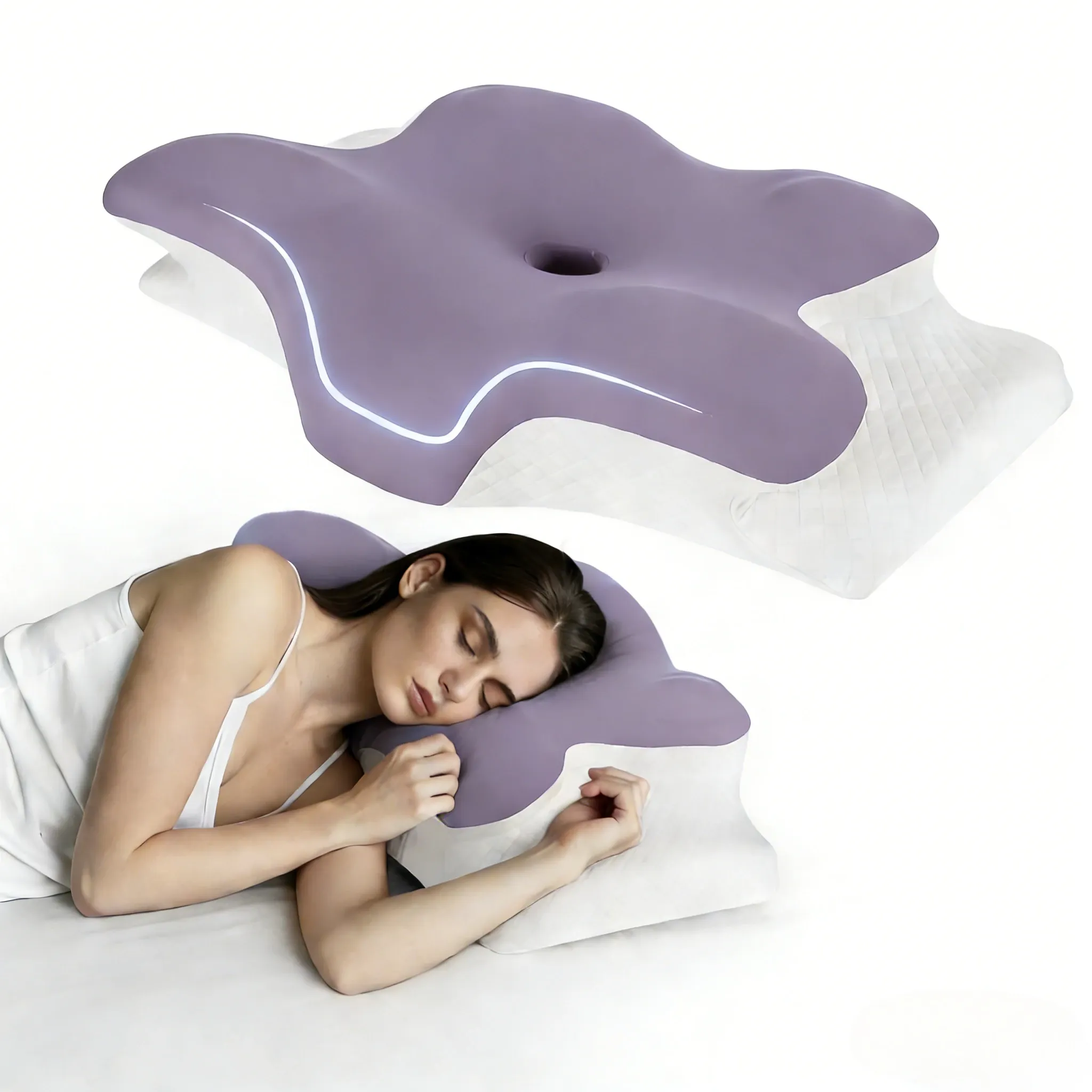 Oreiller cervical orthopédique en mousse à mémoire de forme, soutien ergonomique pour le cou 11
