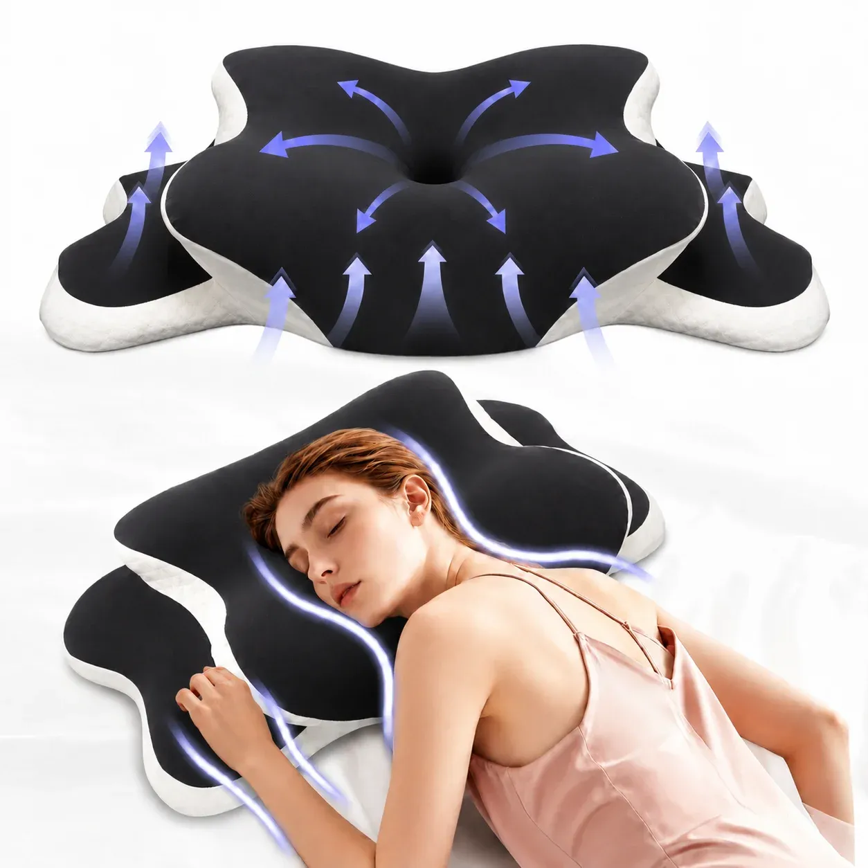 Oreiller cervical orthopédique en mousse à mémoire de forme, soutien ergonomique pour le cou 9
