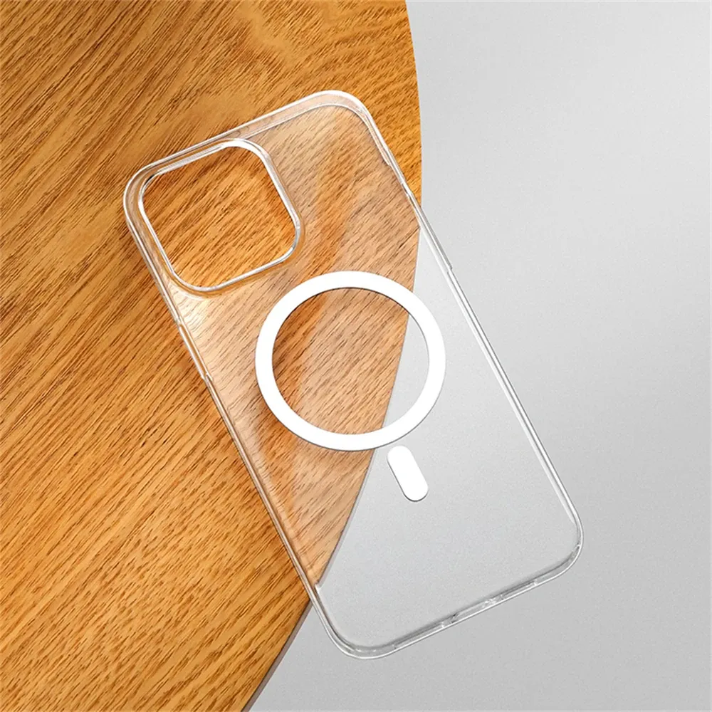 Coque magnétique transparente ultra-fine en PC rigide HD pour iPhone 12 à 18 Pro Max, compatible MagSafe 6