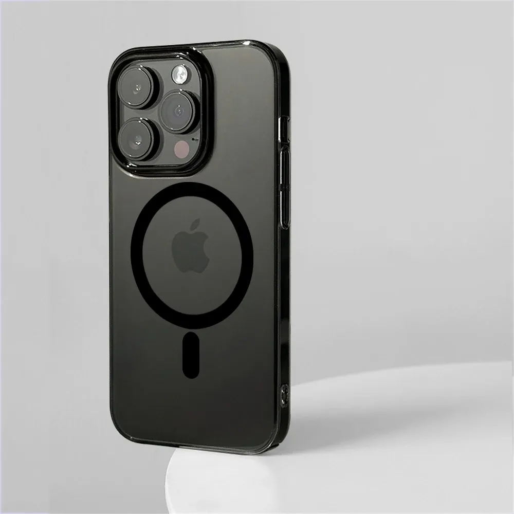 Coque magnétique transparente ultra-fine en PC rigide HD pour iPhone 12 à 18 Pro Max, compatible MagSafe 9