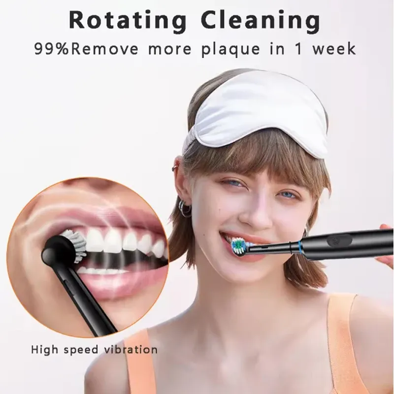 Brosse à dents électrique posée avec ses accessoires