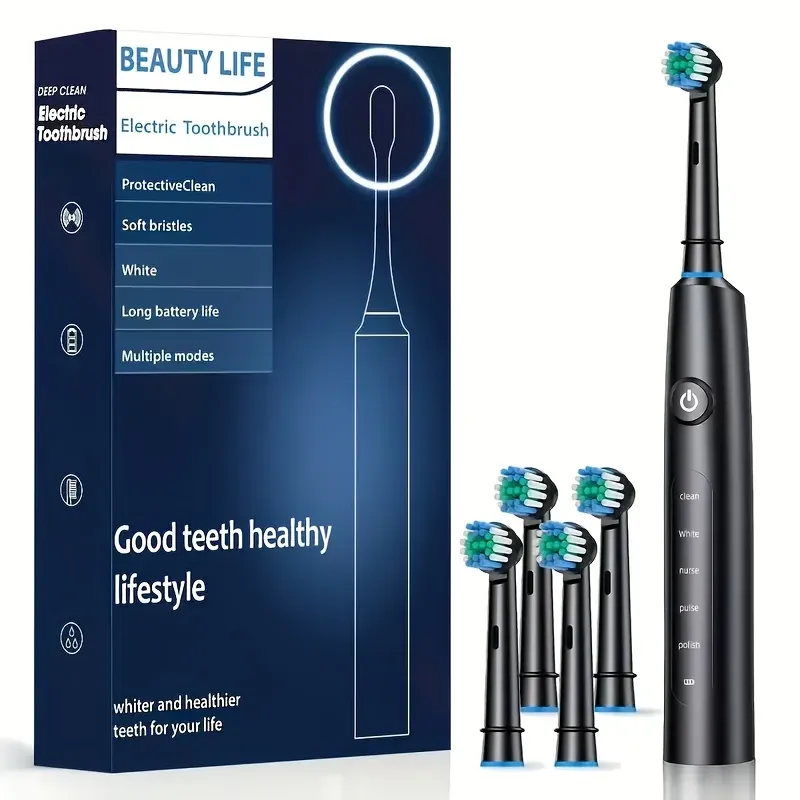 Brosse à dents électrique rotative rechargeable et étanche avec minuterie, livrée avec 8 têtes 13