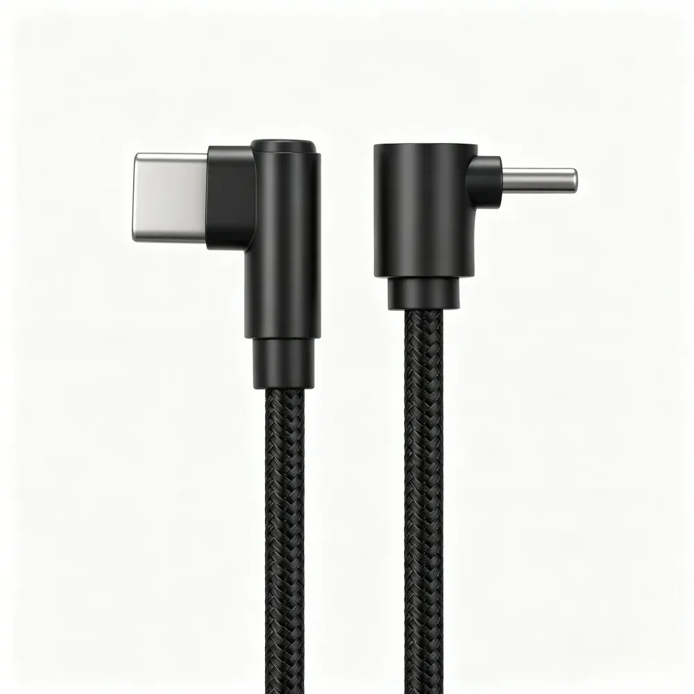 Câble USB-C vers USB-C à charge rapide 4A, 100W, coudé à 90°, tressé, disponible en 0,25 m / 0,5 m / 1 m / 2 m, compatible PD pour iPhone, Samsung, Xiaomi, MacBook 7