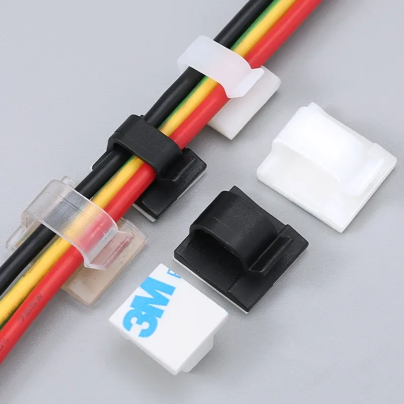 Clips adhésifs 3M pour câbles : organisateur de câbles en nylon PA66 ignifugé UL 94V-2, gestion sécurisée des fils pour bureau, PC, voiture et maison 3