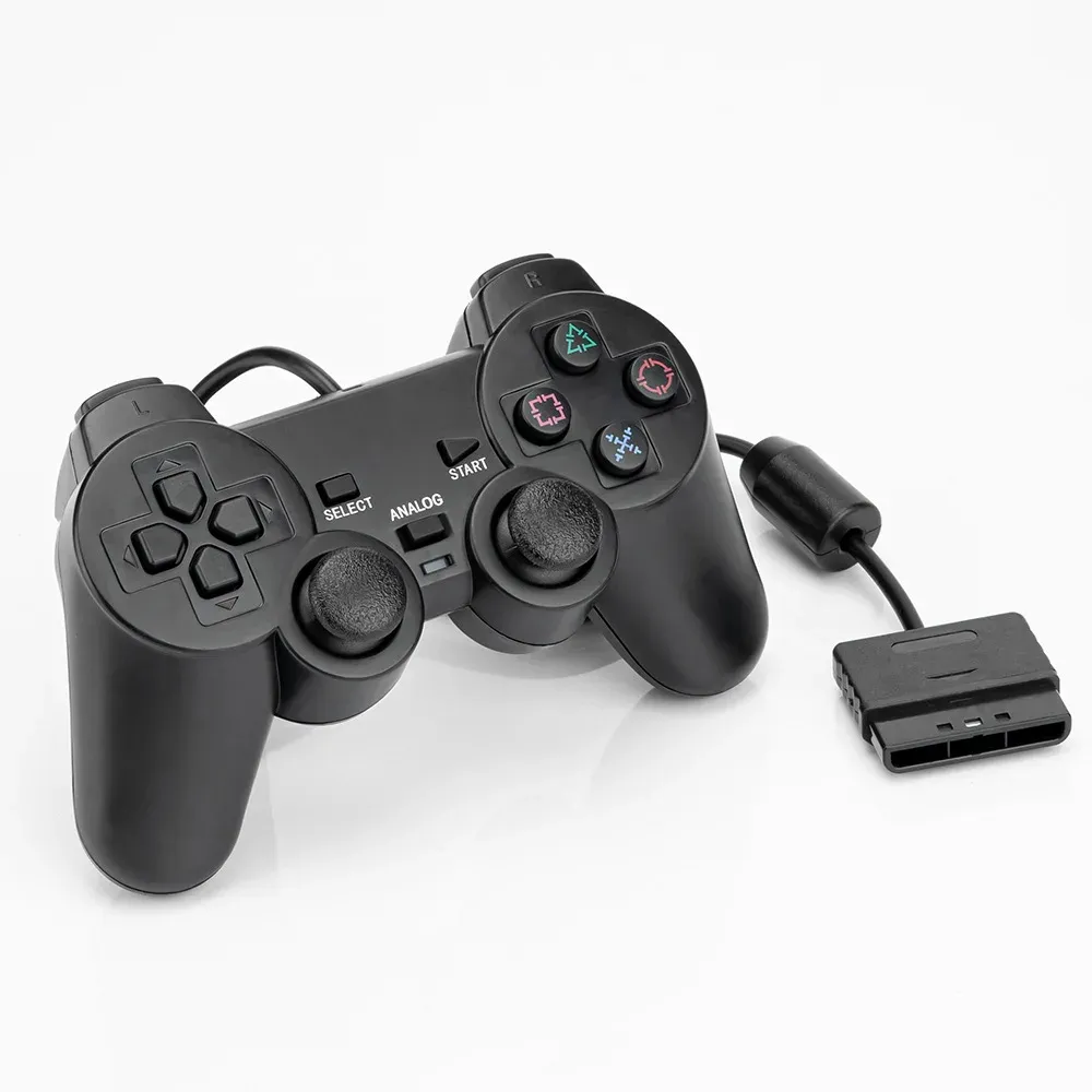 Manette de jeu filaire à vibration pour Sony PlayStation 2 PS2, joystick à vibration simple 6