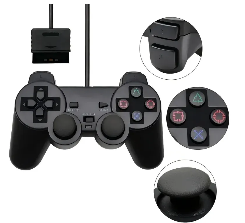Manette de jeu PS2 avec câble