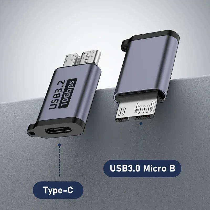 Adaptateur Micro B USB 3.0 vers USB-C, vue de détail