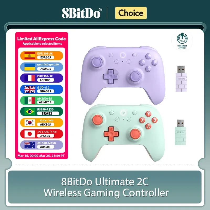 Manette de jeu sans fil 8BitDo Ultimate 2C pour PC Windows, Steam Deck, Raspberry Pi et Android