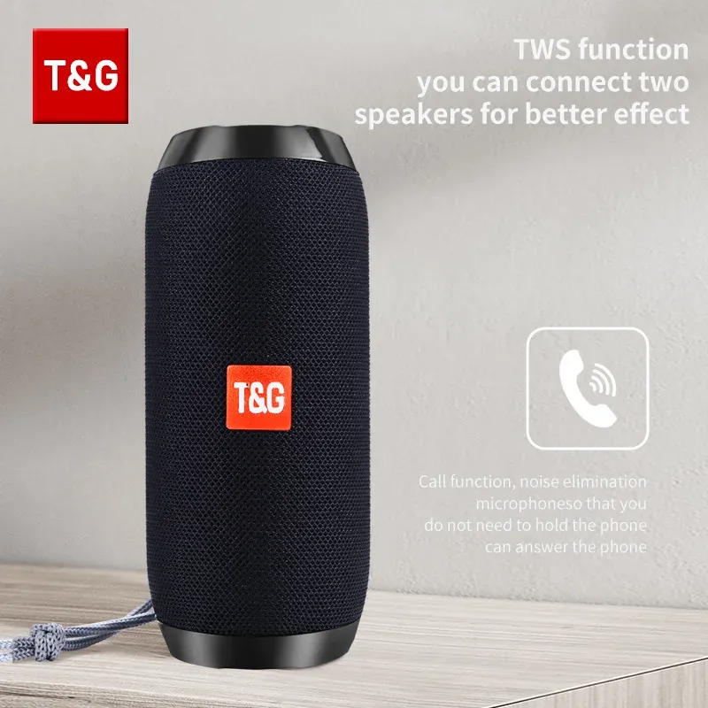 Haut-parleur Bluetooth TG117 portable TWS, enceinte étanche avec son surround stéréo pour usage extérieur, compatible radio FM et carte TF 1