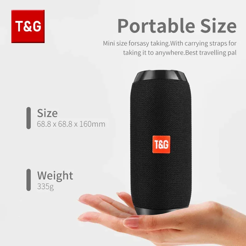 Haut-parleur Bluetooth TG117 portable TWS, enceinte étanche avec son surround stéréo pour usage extérieur, compatible radio FM et carte TF 4