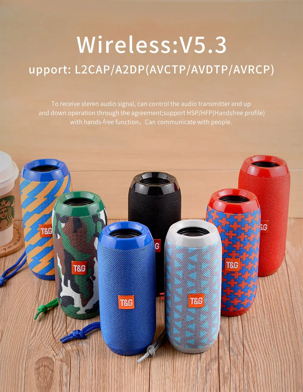 Enceinte Bluetooth TG117 présentée dans un environnement extérieur