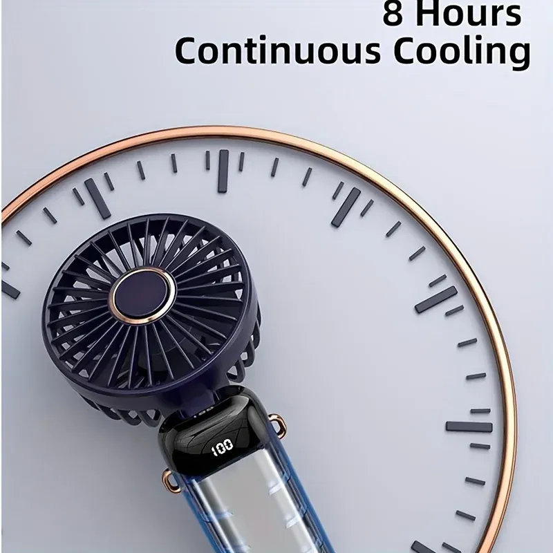 Mini Ventilateur Portable Pliable à 6 Vitesses, Rechargeable par USB avec LED, Silencieux, Idéal pour le Bureau, la Chambre, le Voyage et le Camping 2