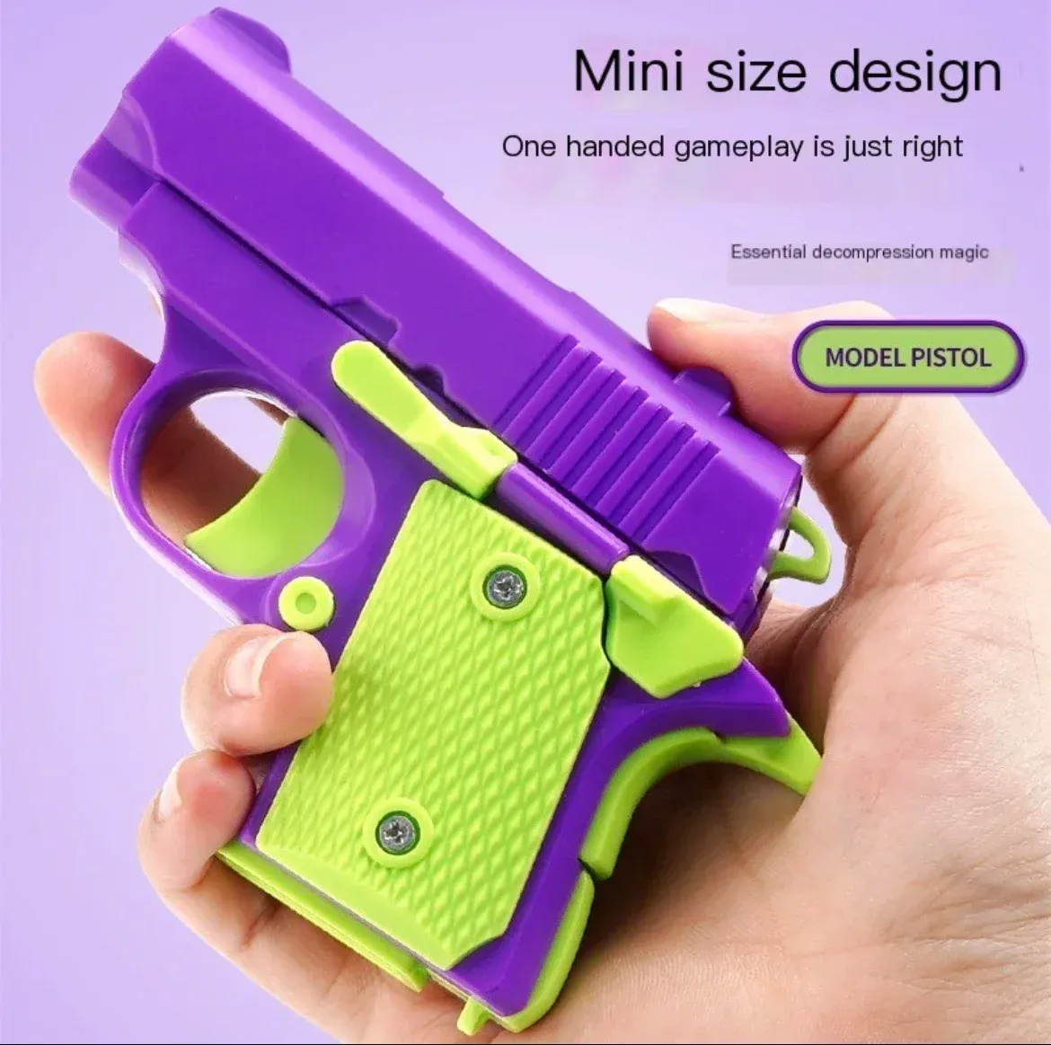 Mini pistolet fidget anti-stress en plastique à gravité, imprimé en 3D