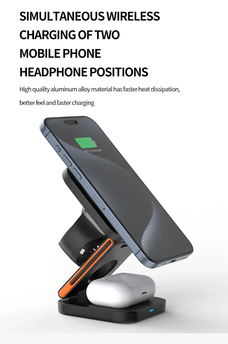 Station de charge pliable 3 en 1 usage quotidien