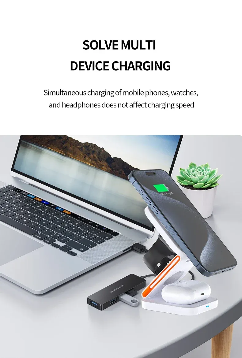 Station de charge pliable 3 en 1 finitions