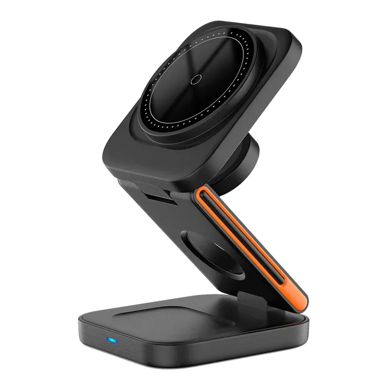 Station de charge pliable 3 en 1, chargeur sans fil magnétique rapide, support pour iPhone 17, 16, 15, 14, 13, 12, Apple Watch 8, 7, 6 et AirPods Pro 8