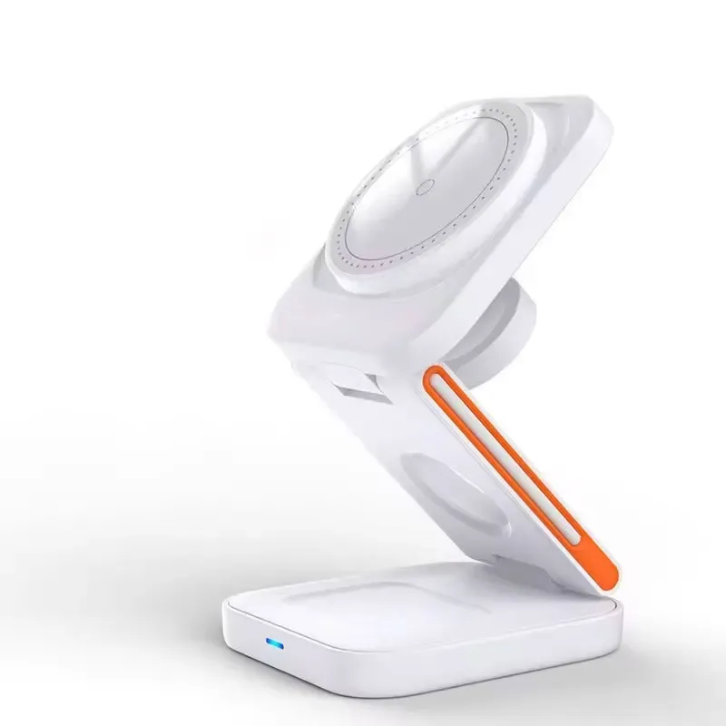 Station de charge pliable 3 en 1, chargeur sans fil magnétique rapide, support pour iPhone 17, 16, 15, 14, 13, 12, Apple Watch 8, 7, 6 et AirPods Pro 7