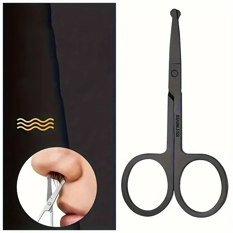 Ciseaux de précision à pointe ronde pour poils de nez, sourcils, barbe, moustache et oreilles, outils de toilettage du visage 3