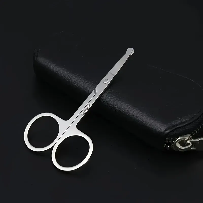 Ciseaux de précision à pointe ronde pour poils de nez, sourcils, barbe, moustache et oreilles, outils de toilettage du visage 4