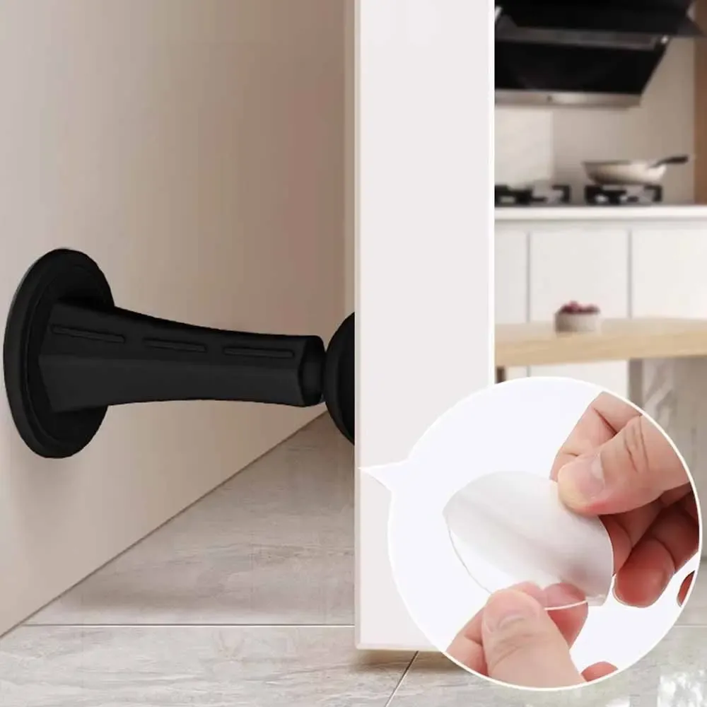 Butée de porte sans perçage, anti-collision silencieuse, support de porte auto-adhésif, ventouse de porte en silicone, protège-murs 2