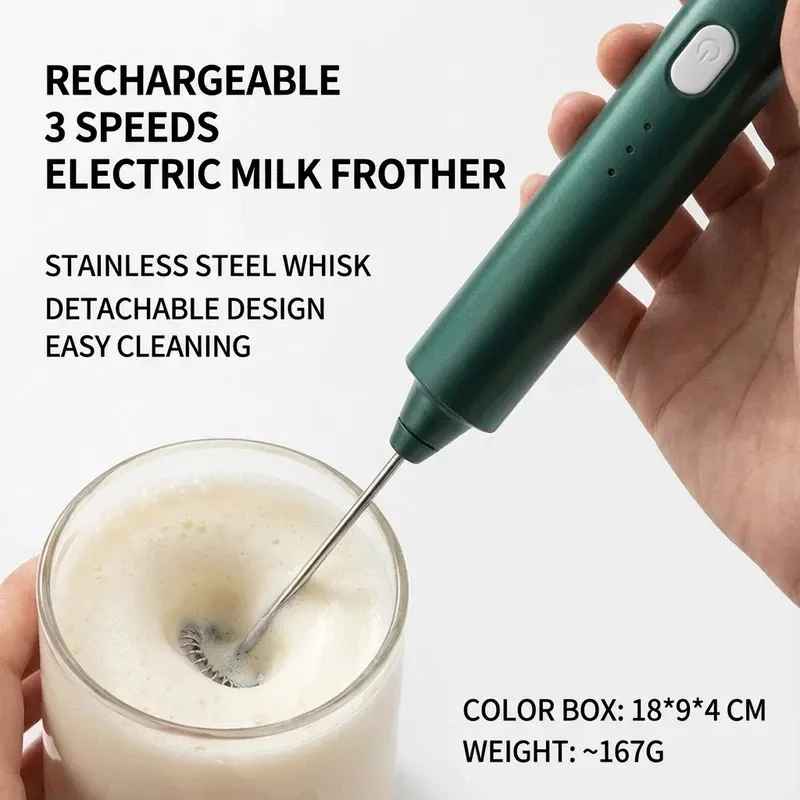 Mousseur à lait portatif rechargeable USB à 3 vitesses 4