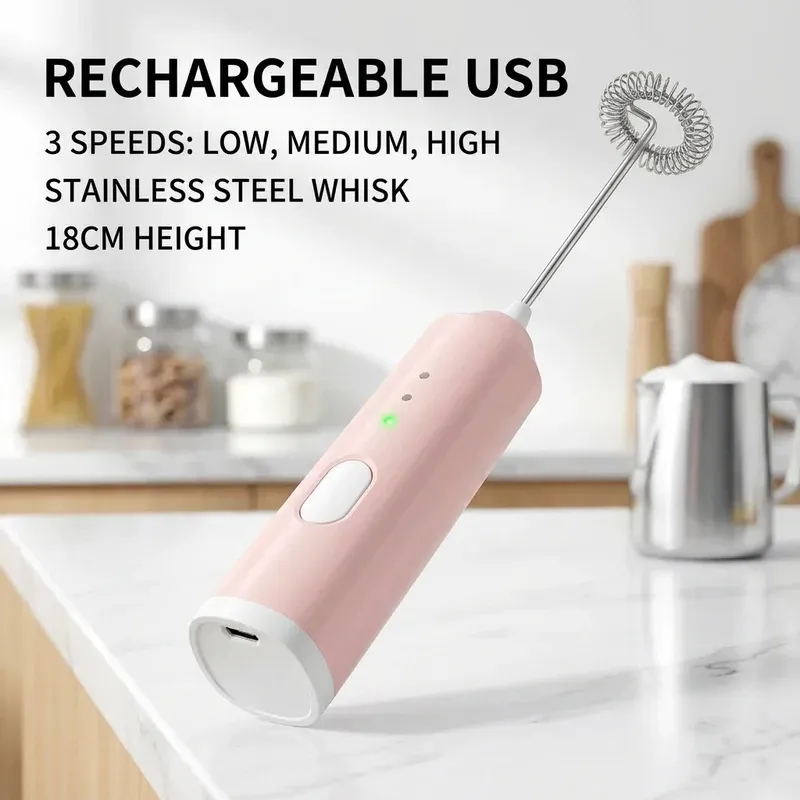 Mousseur à lait portatif rechargeable USB à 3 vitesses 6