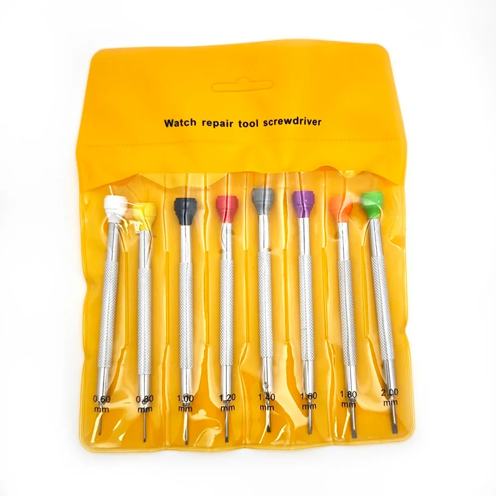 Jeu de petits tournevis plats pour montres, 8 pièces, pour la réparation et l'entretien de précision, outils professionnels pour horloger - Image 1