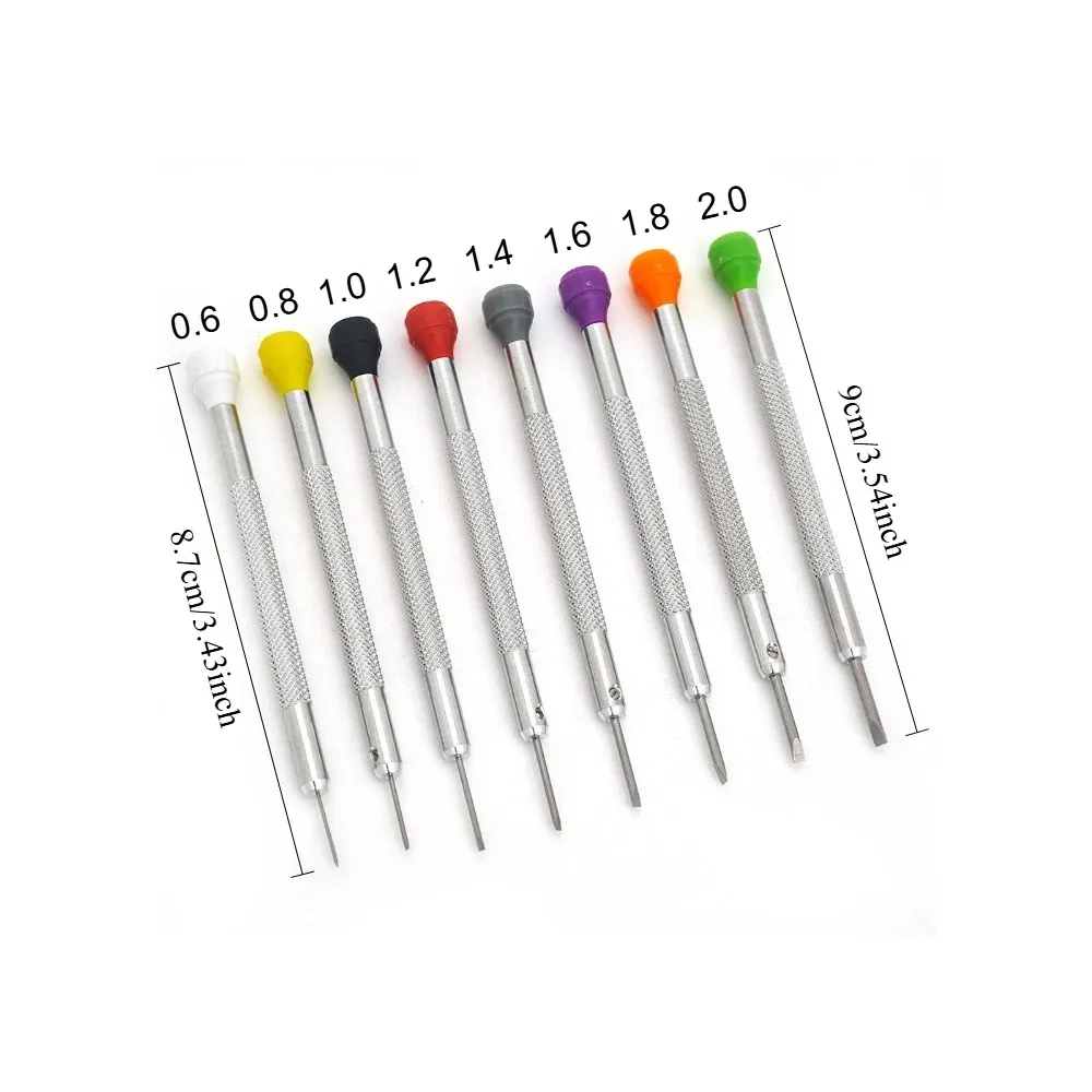 Jeu de petits tournevis plats pour montres, 8 pièces, pour la réparation et l'entretien de précision, outils professionnels pour horloger 2